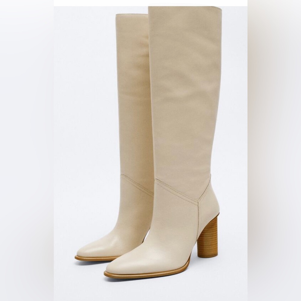 Zara Leather High Heeled Boot